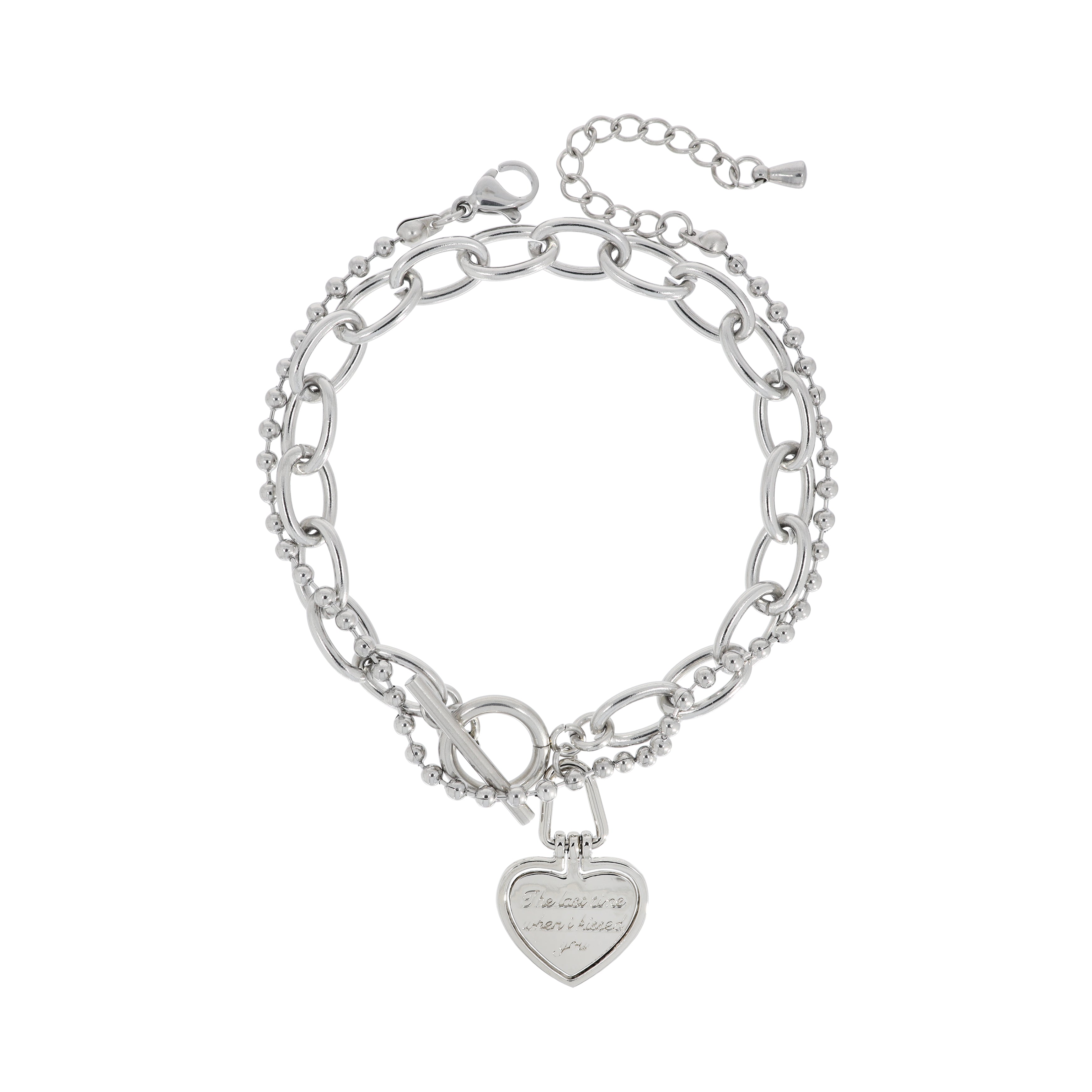 Double Heart Toggle Bar Bracelet