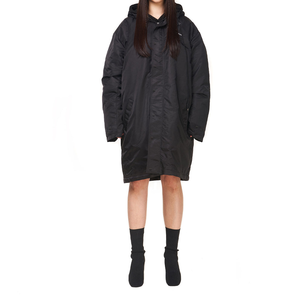 NYLON HOOD LONG PARKA black