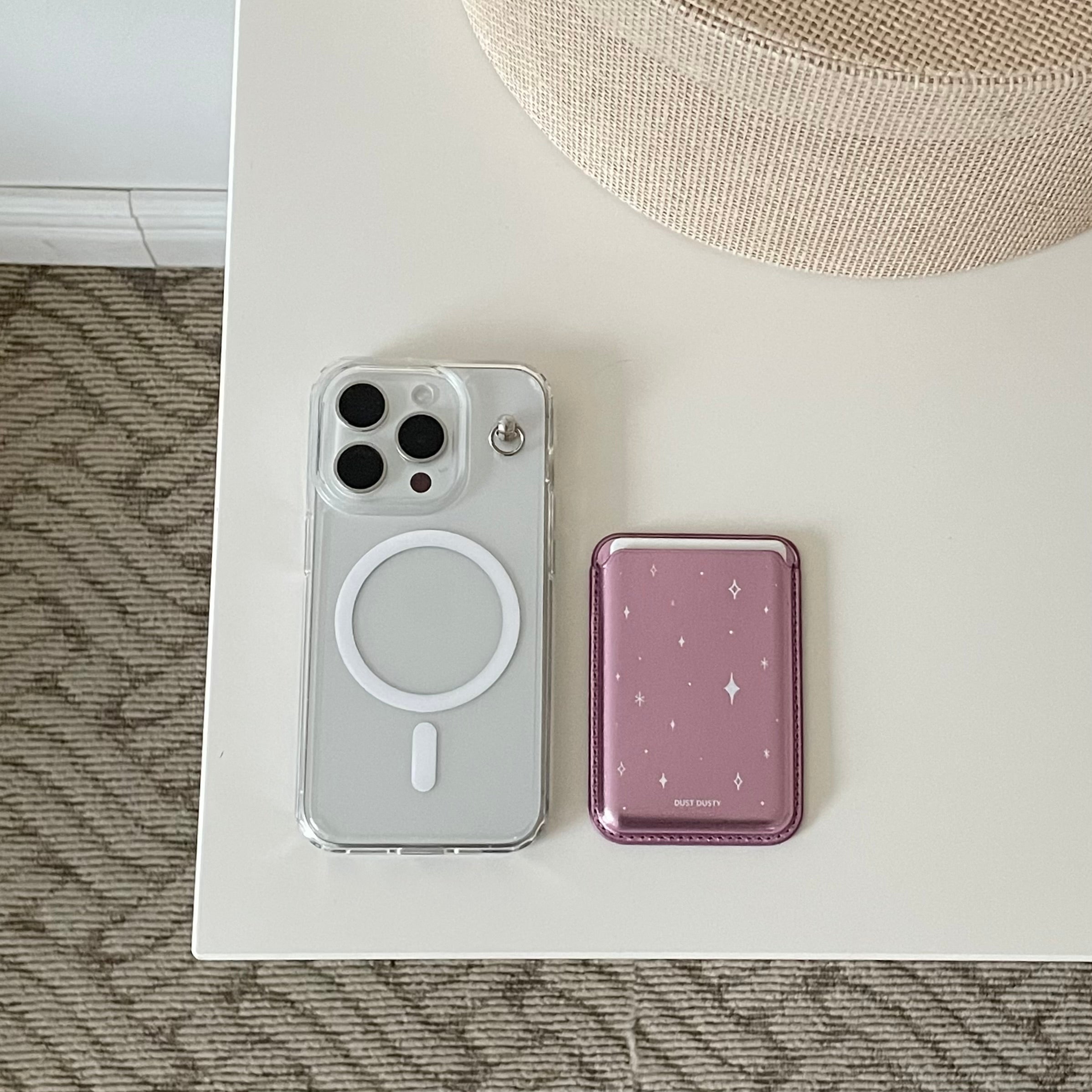 Pink Twinkle MagSafe card case+keyring ring case