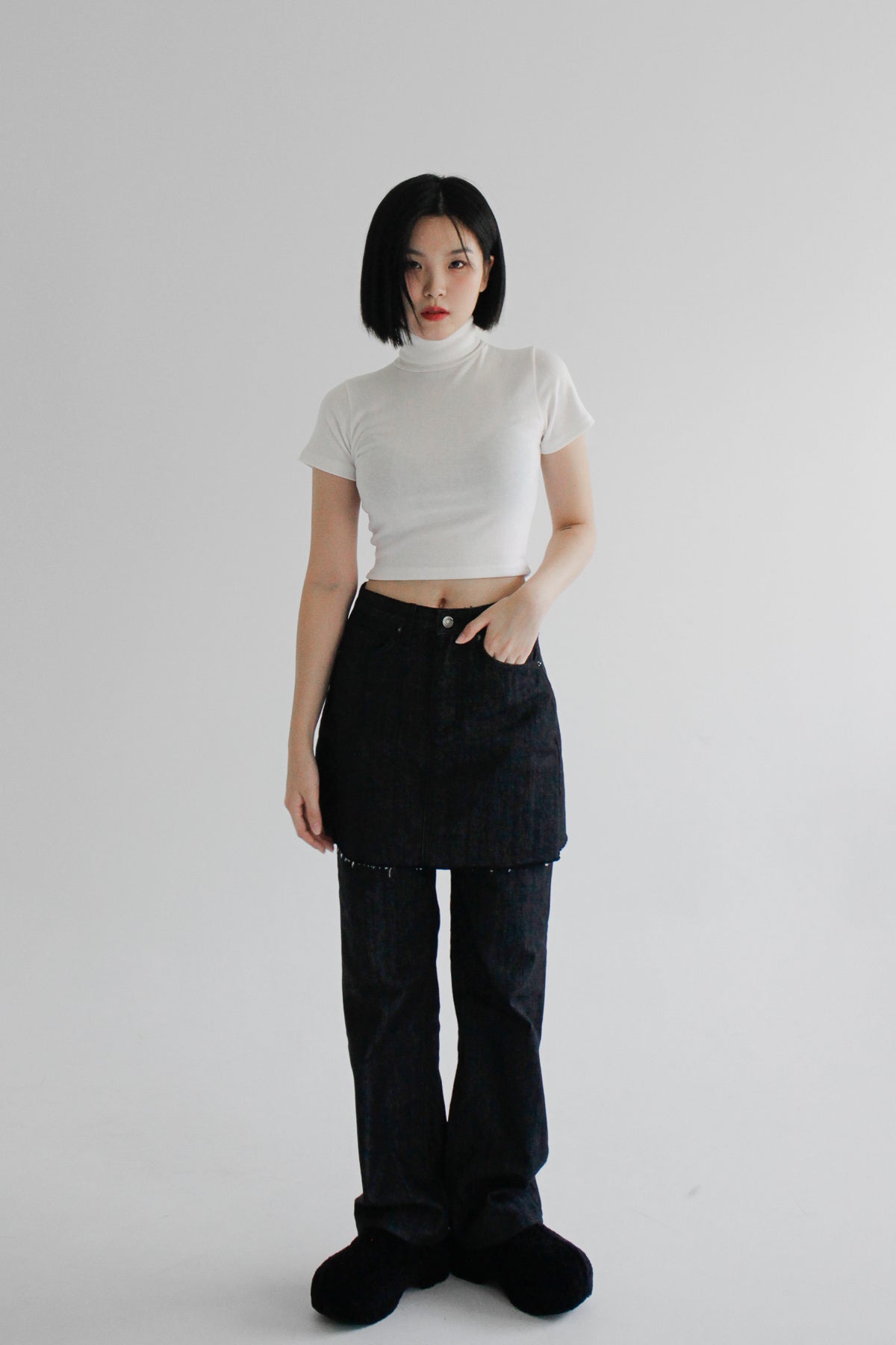 no.7713 Skirt Layered Denim Pants