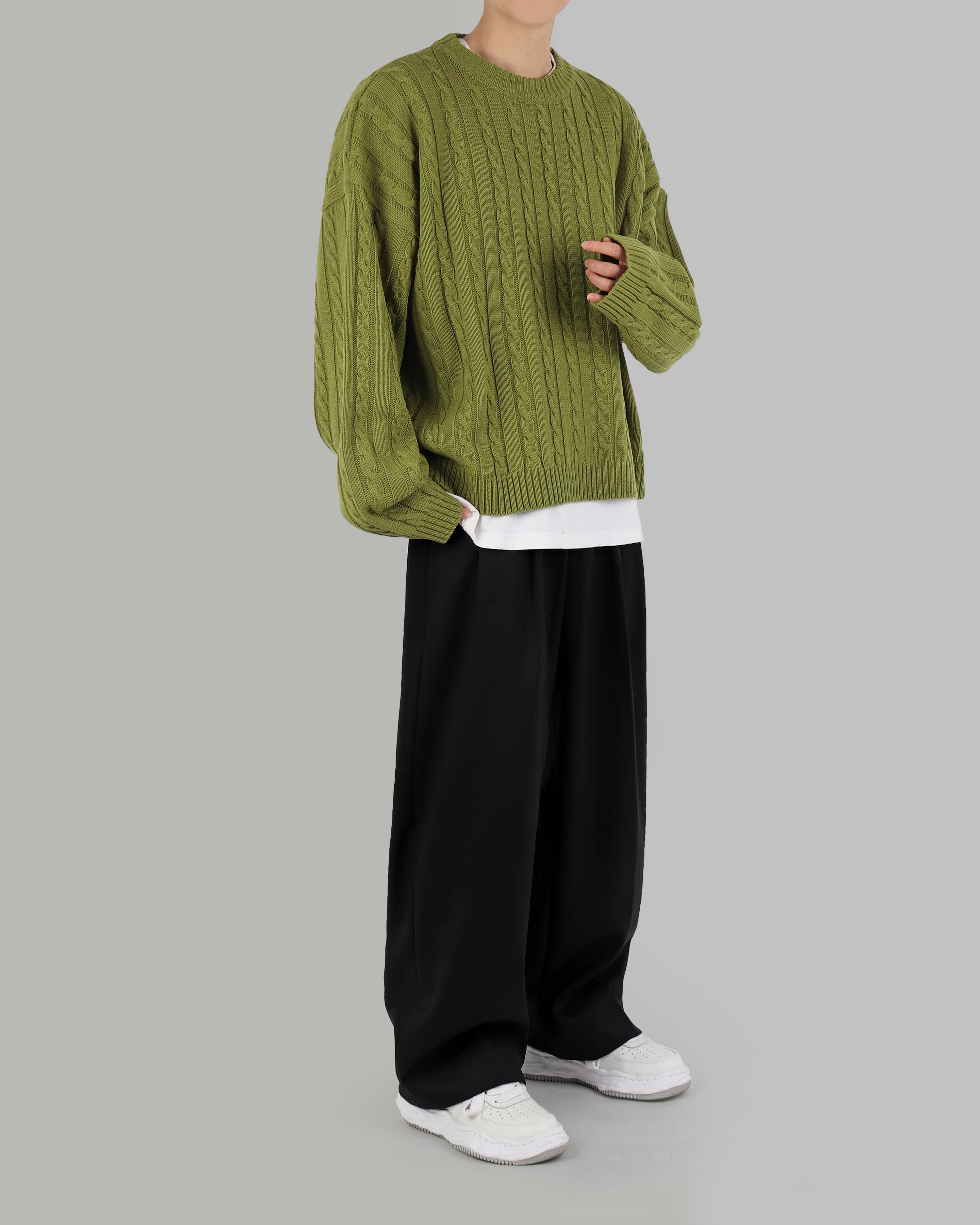 wool pintuck wide slacks