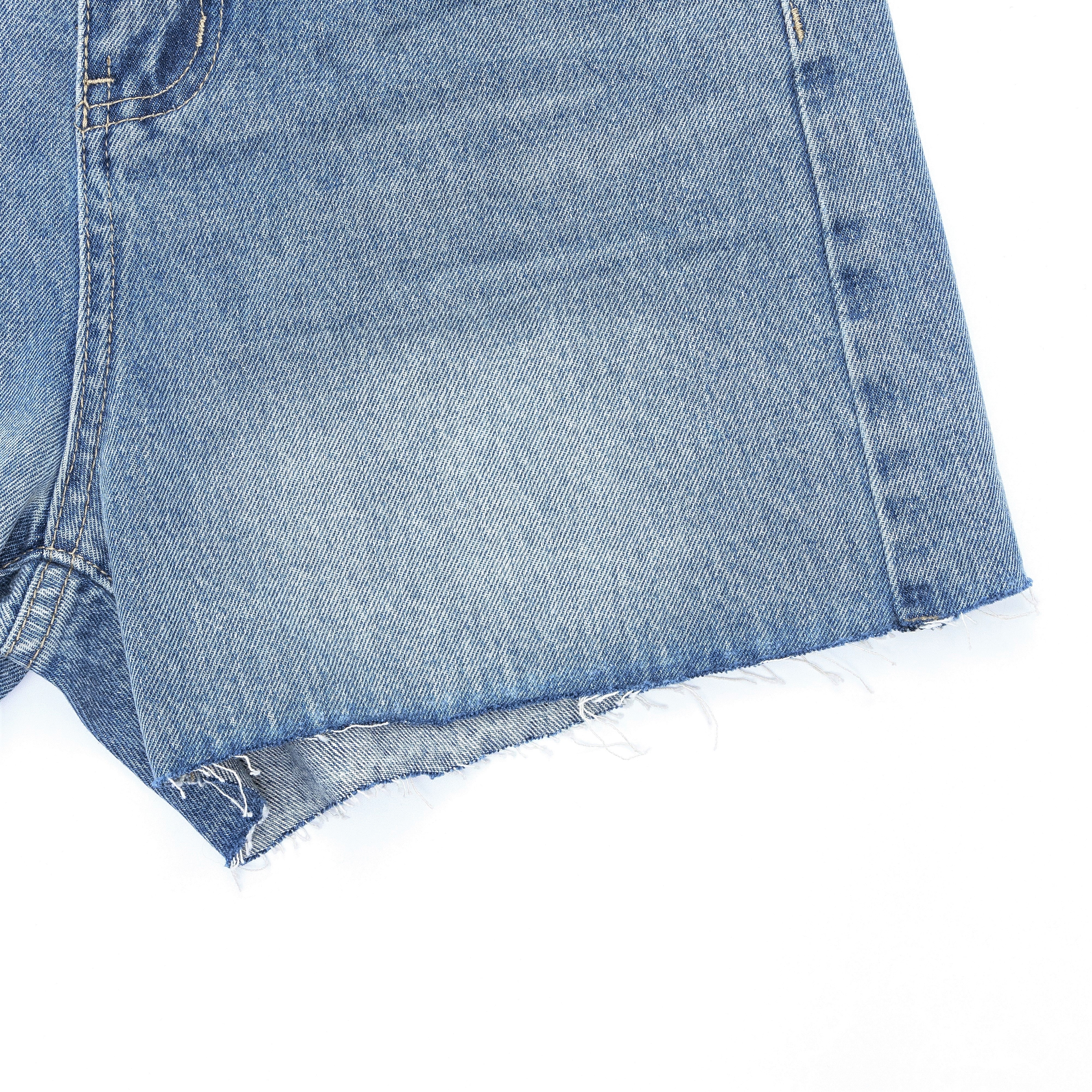 DESTROYED LIGHT BLUE DENIM SHORTS [17855]