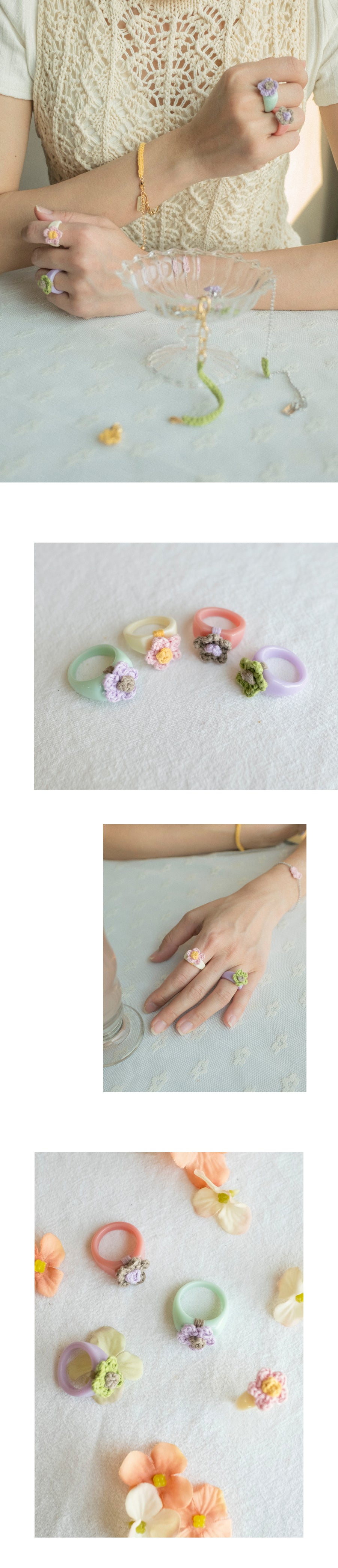 Pastel flower acrylic ring