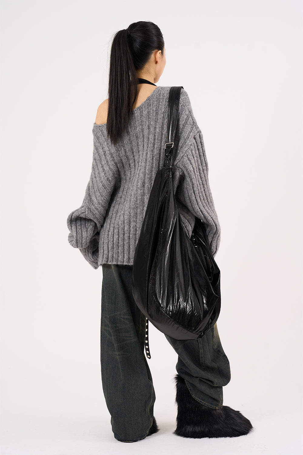 Raven wool ribbed crop knit