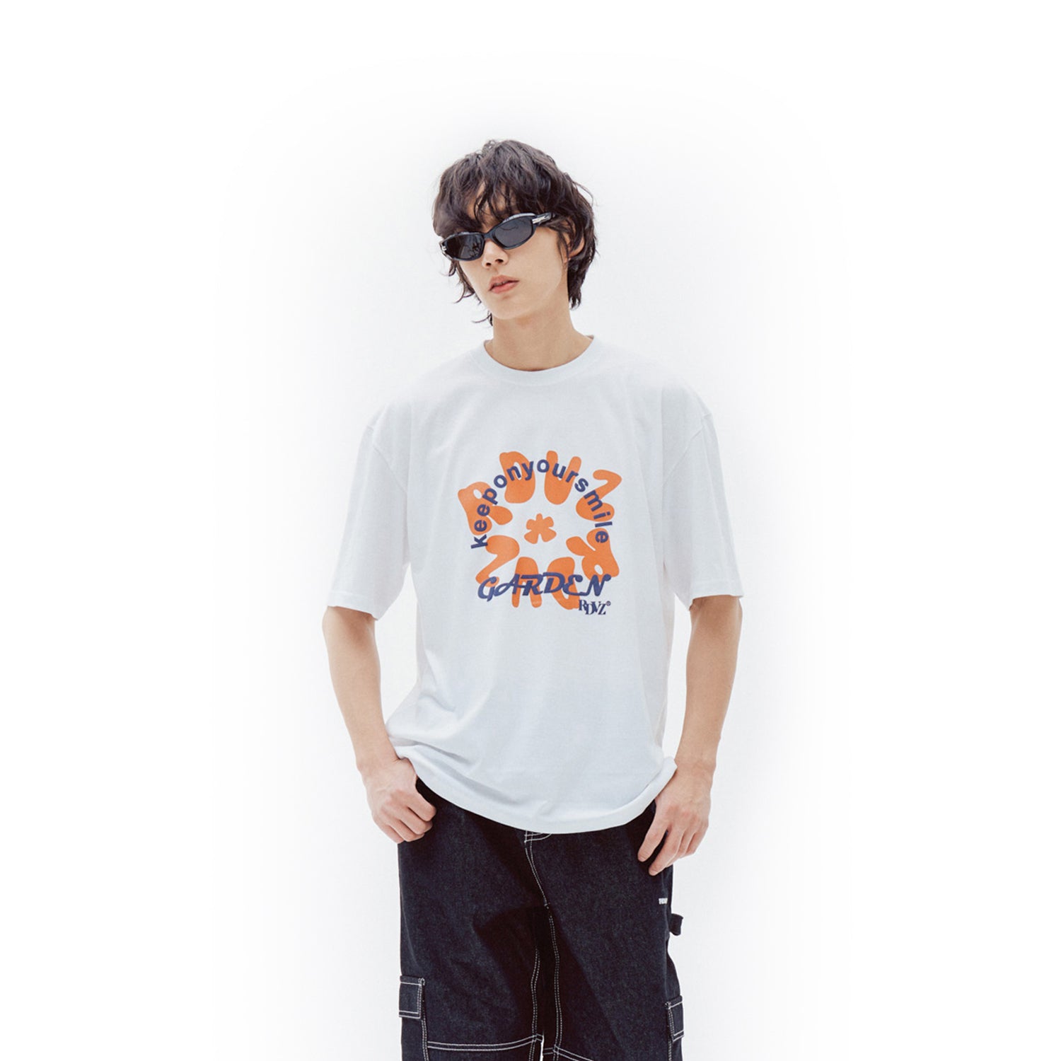 flower leaf logo t-shirts - WHITE