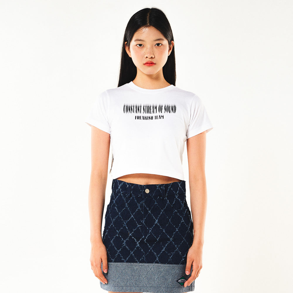 STIPPLE SHORT SLEEVE CROP TEE (WHITE)