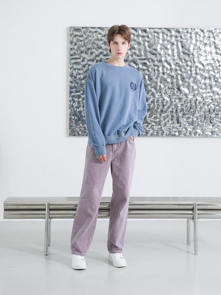 M188 PIGMENT WIDE DENIM PANTS_PURPLE