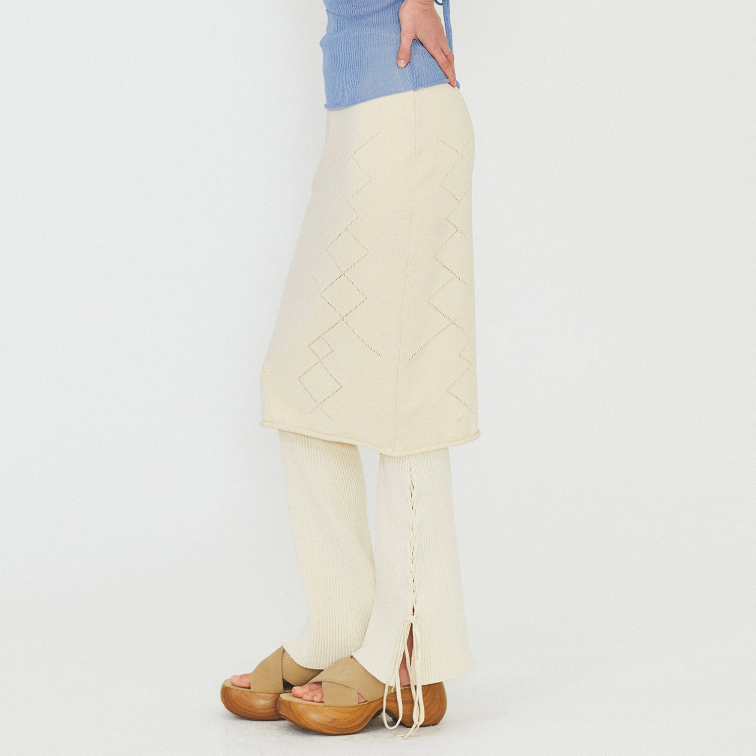 ARGYLE PATTERN KNIT SKIRT (ivory)