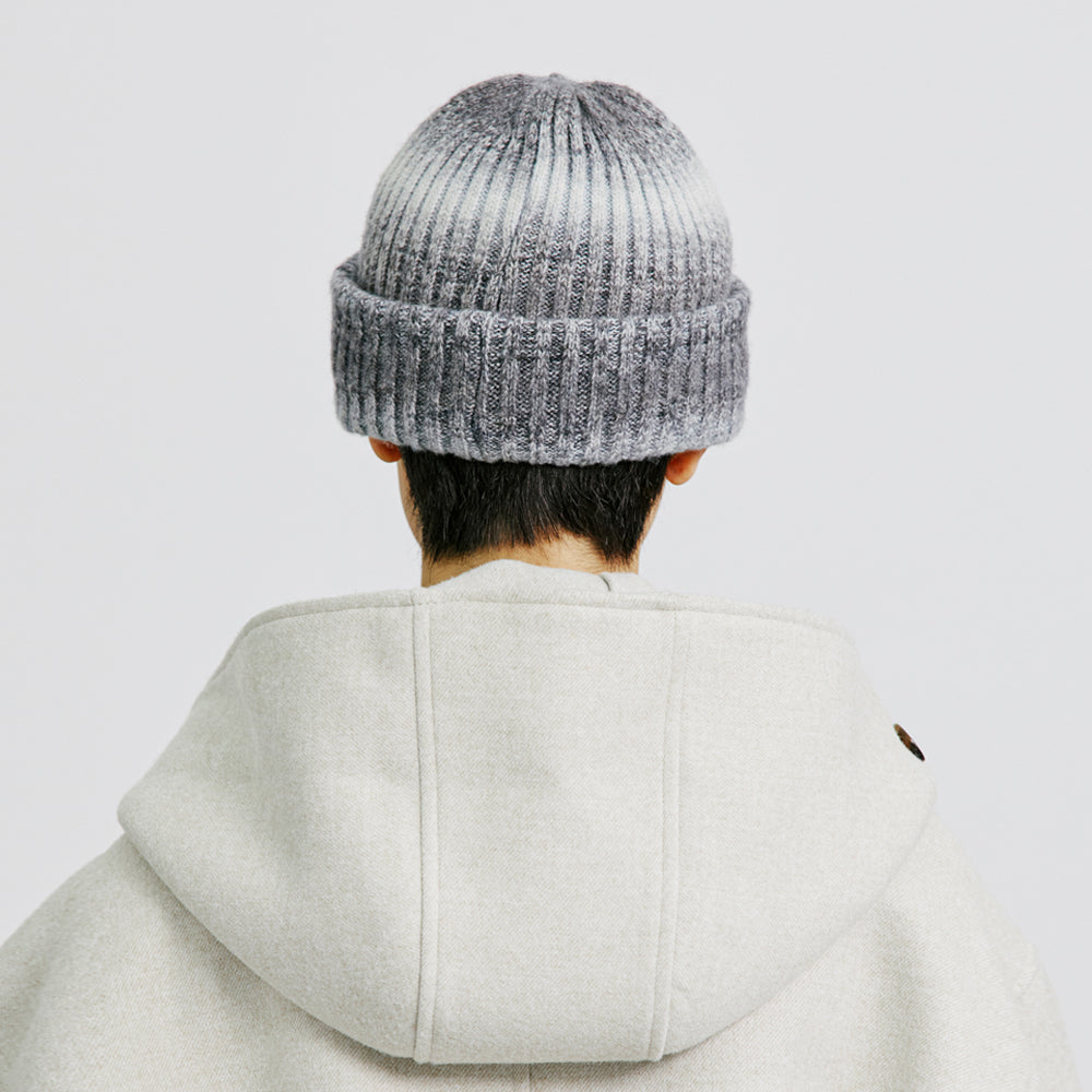 WOOL BLENDED KNIT GRADATION BEANIE GREY