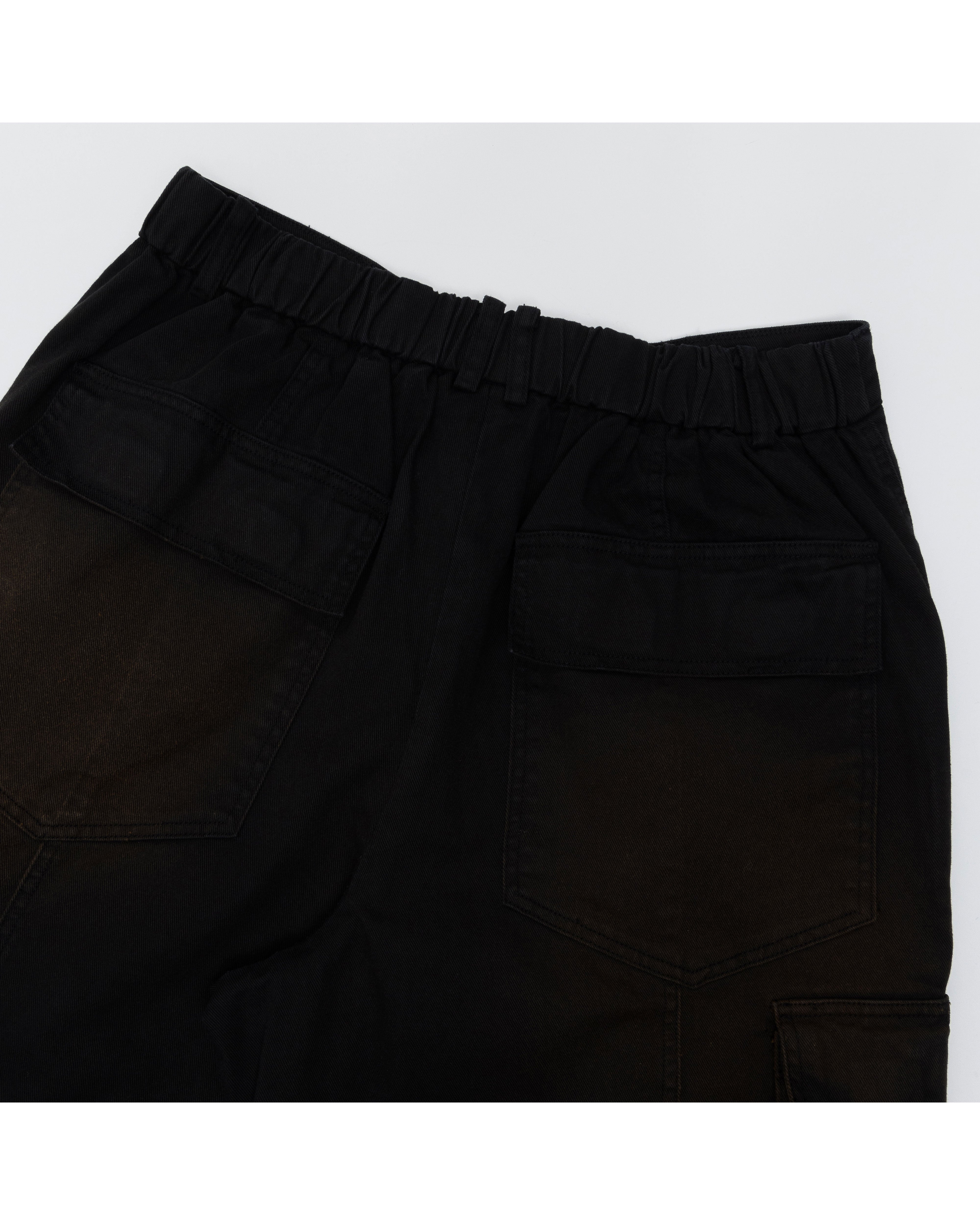 Knee Pin-tuck Wide Cargo Pants (Washed Black)