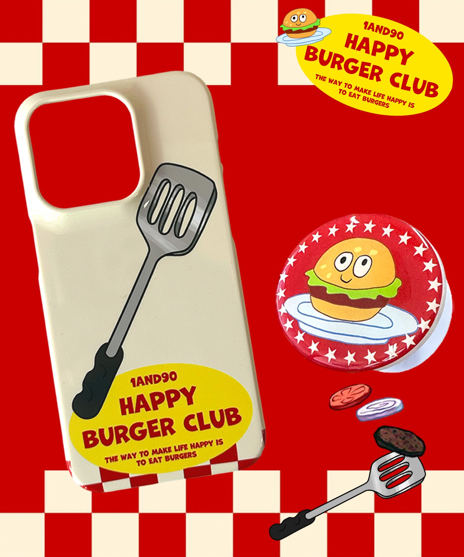 [Glossy case epoxy grip talk set] Happy Burger Club