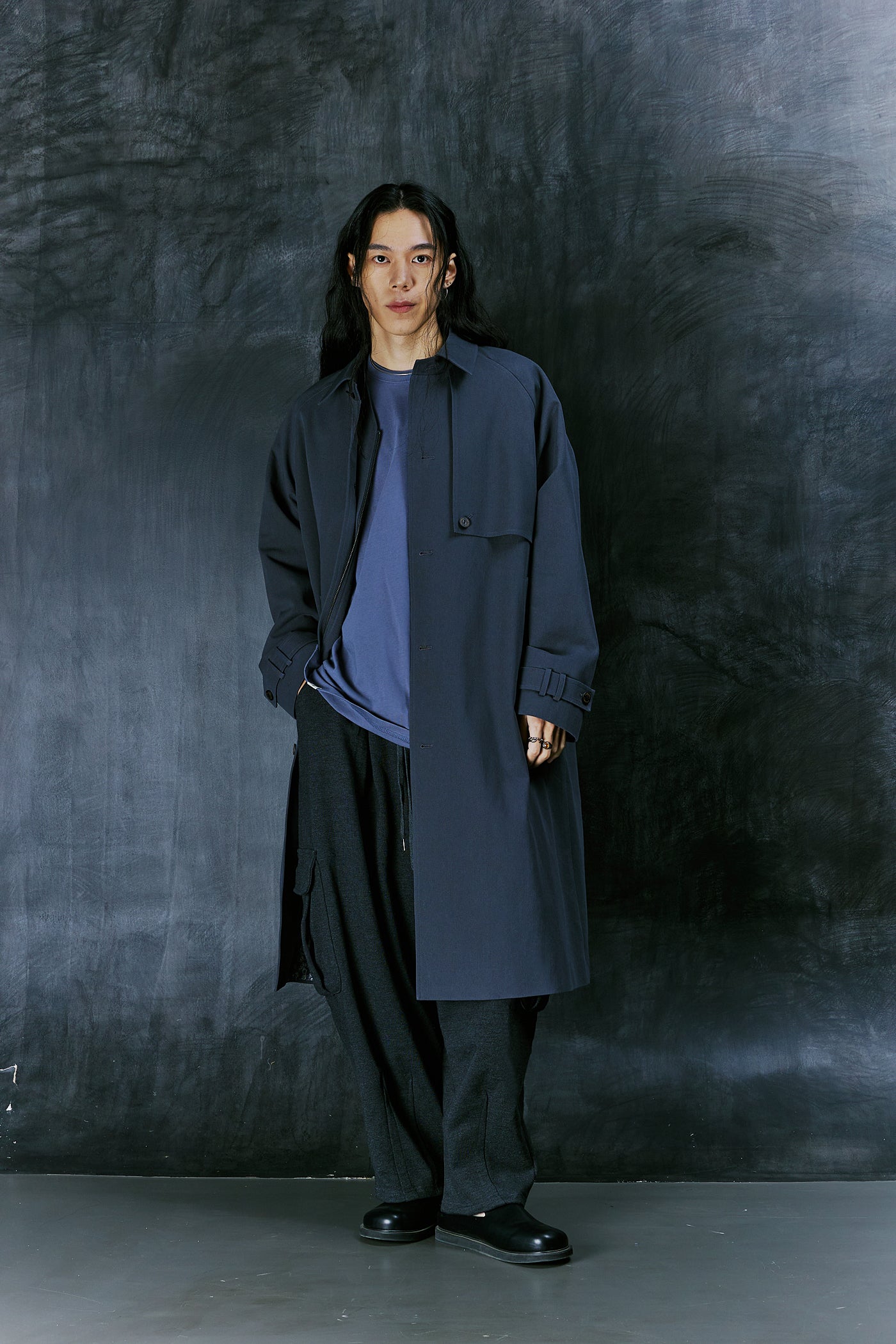 EARTH COTTON BALMACAAN COAT (Charcoal)