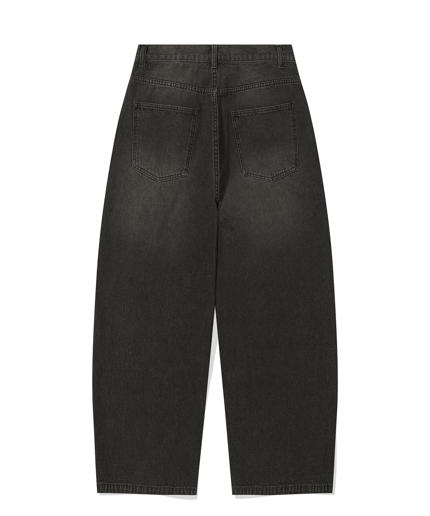 Damage Washed Denim Pants-Black