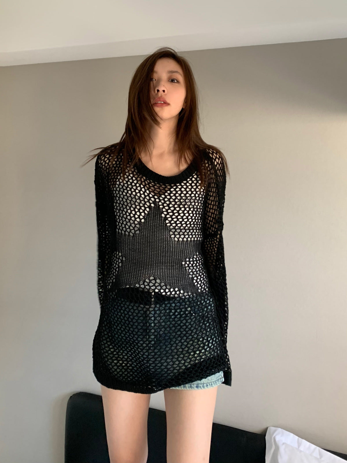 Star loose see-through knit