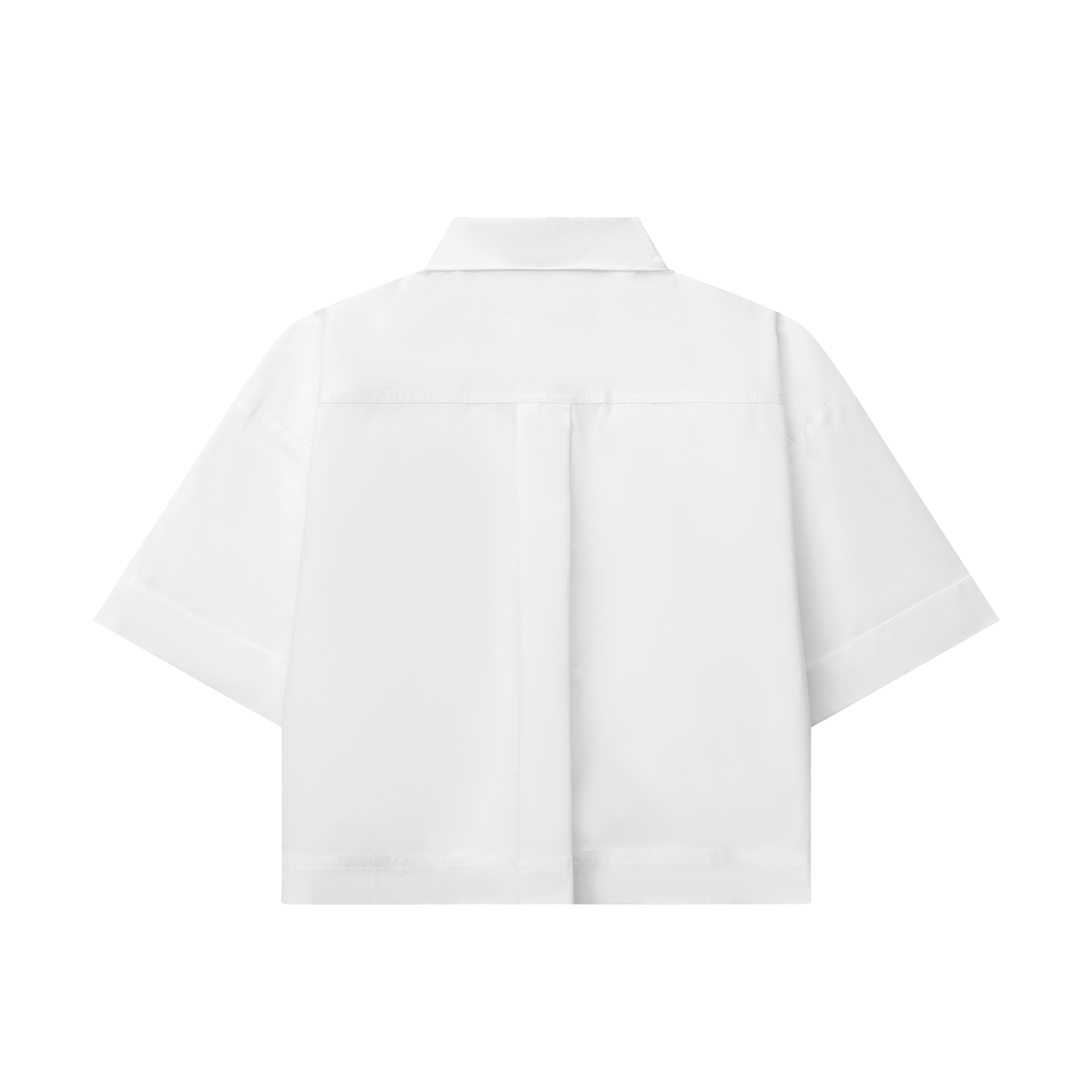 PRIVÉ CROPPED SHORT-SLEEVE SHIRT WITH METAL LOGO - WHITE