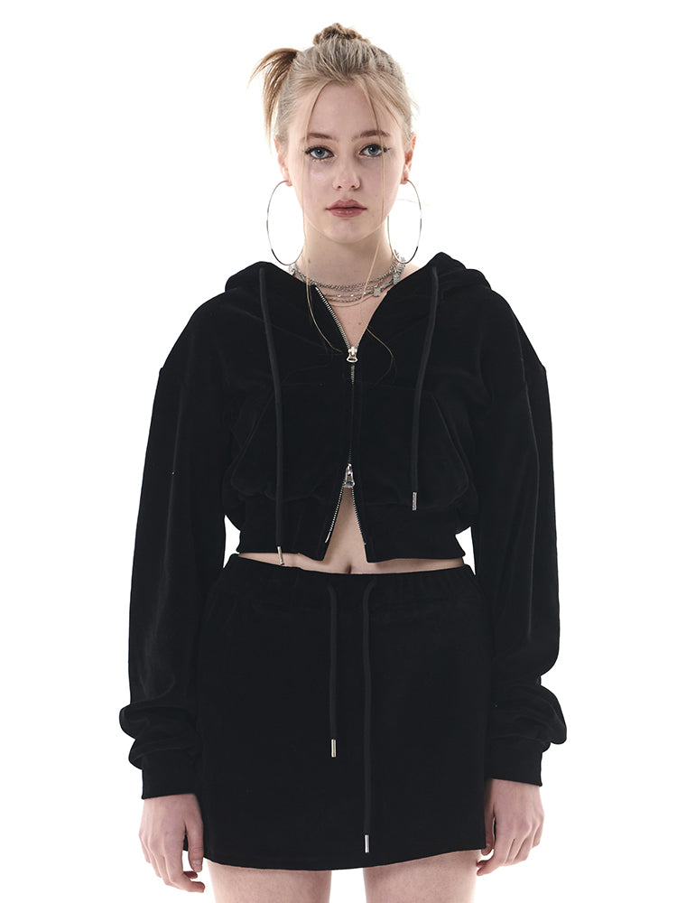 22 VELVET CROPPED HOODY