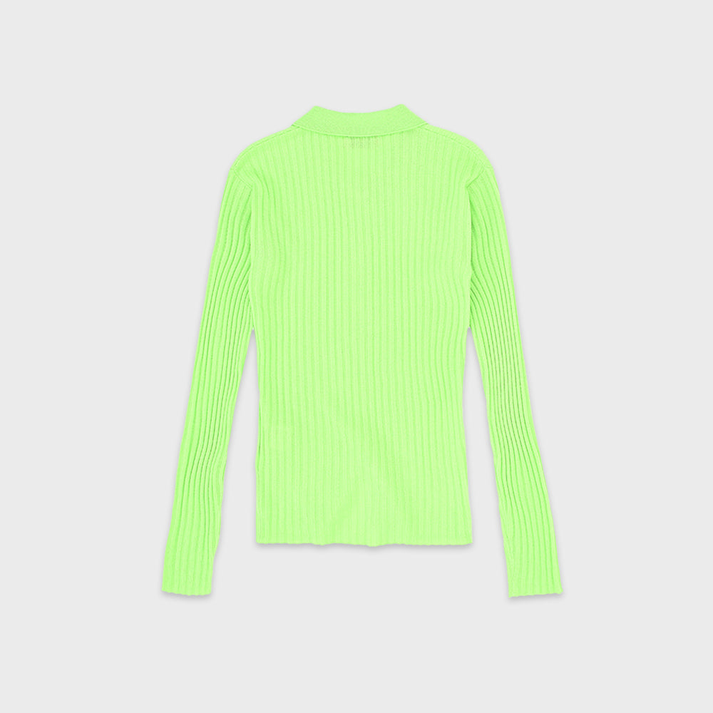 SLIM RIB CARDIGAN_NEON GREEN