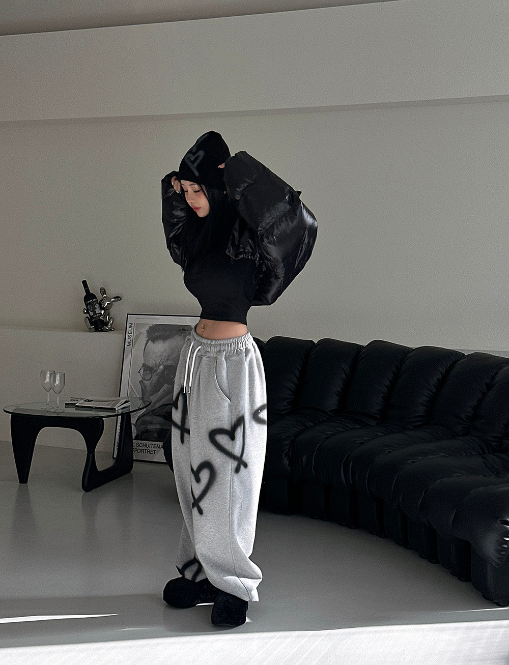 [UNISEX] Heart String Wide Jogger Pants