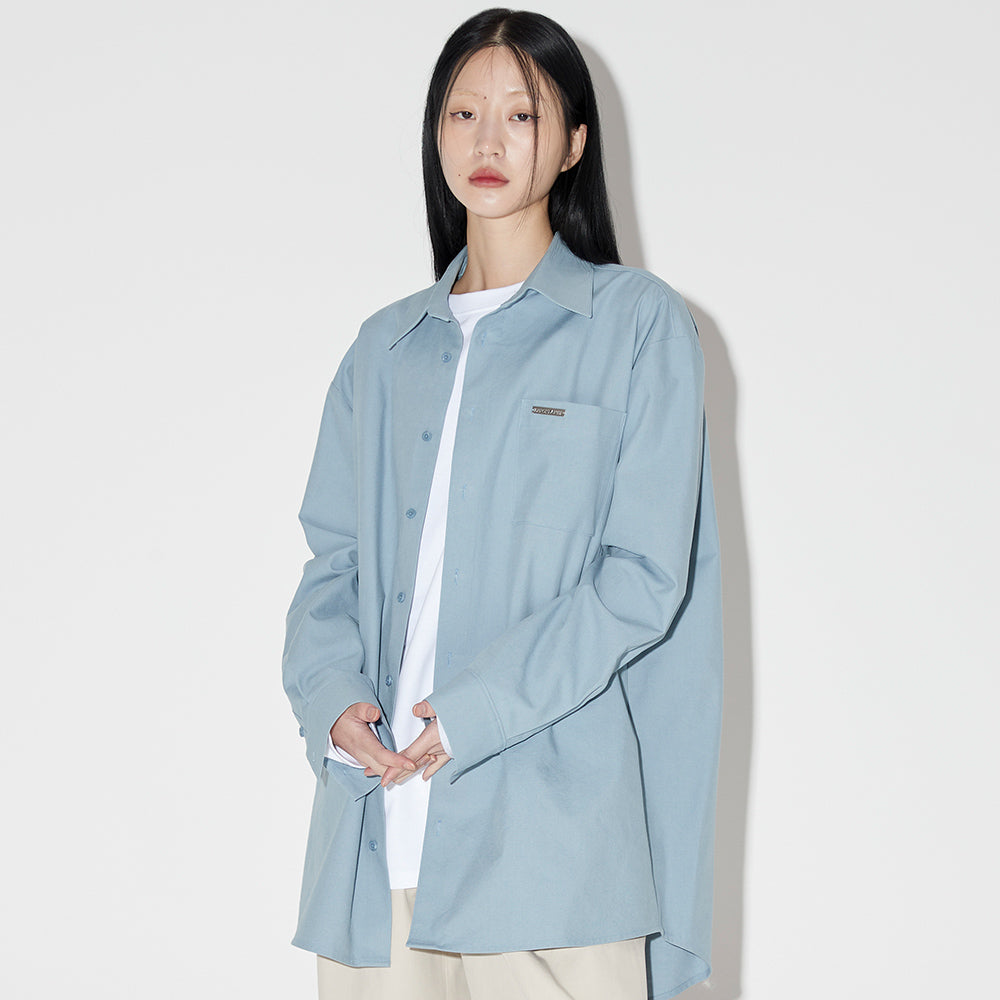 ソリッドオーバーフィットロングスリーブシャツ / Solid Overfit Long sleeve shirt [LIGHT BLUE]