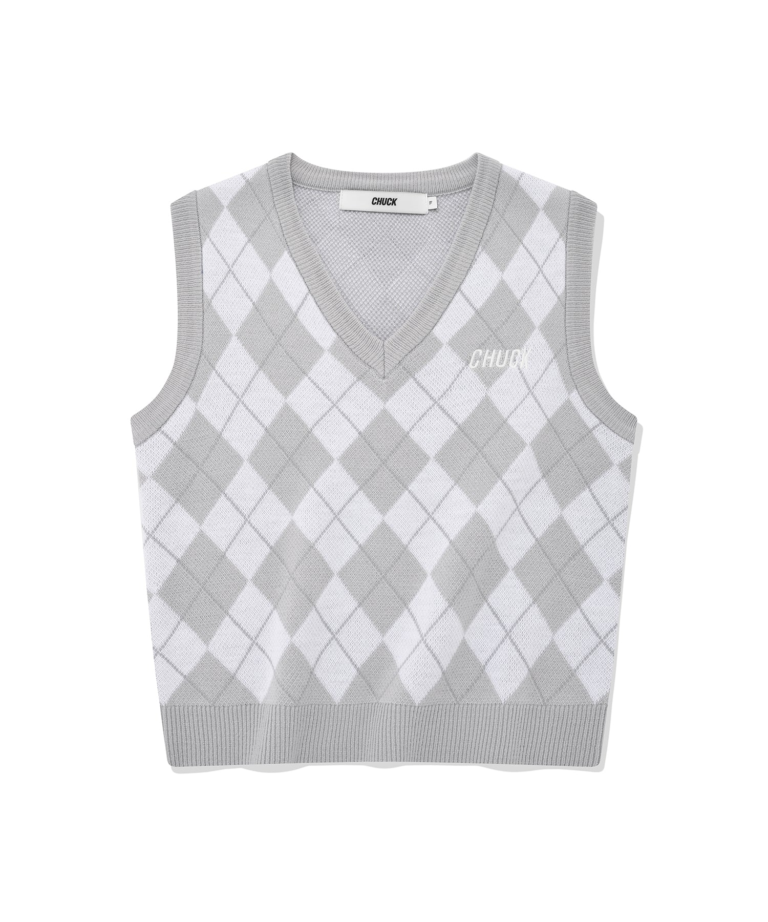 CHUCK アーガイルレギュラーフィットニットベスト / CHUCK ARGYLE REGULAR FIT KNIT VEST (LIGHT GRAY)