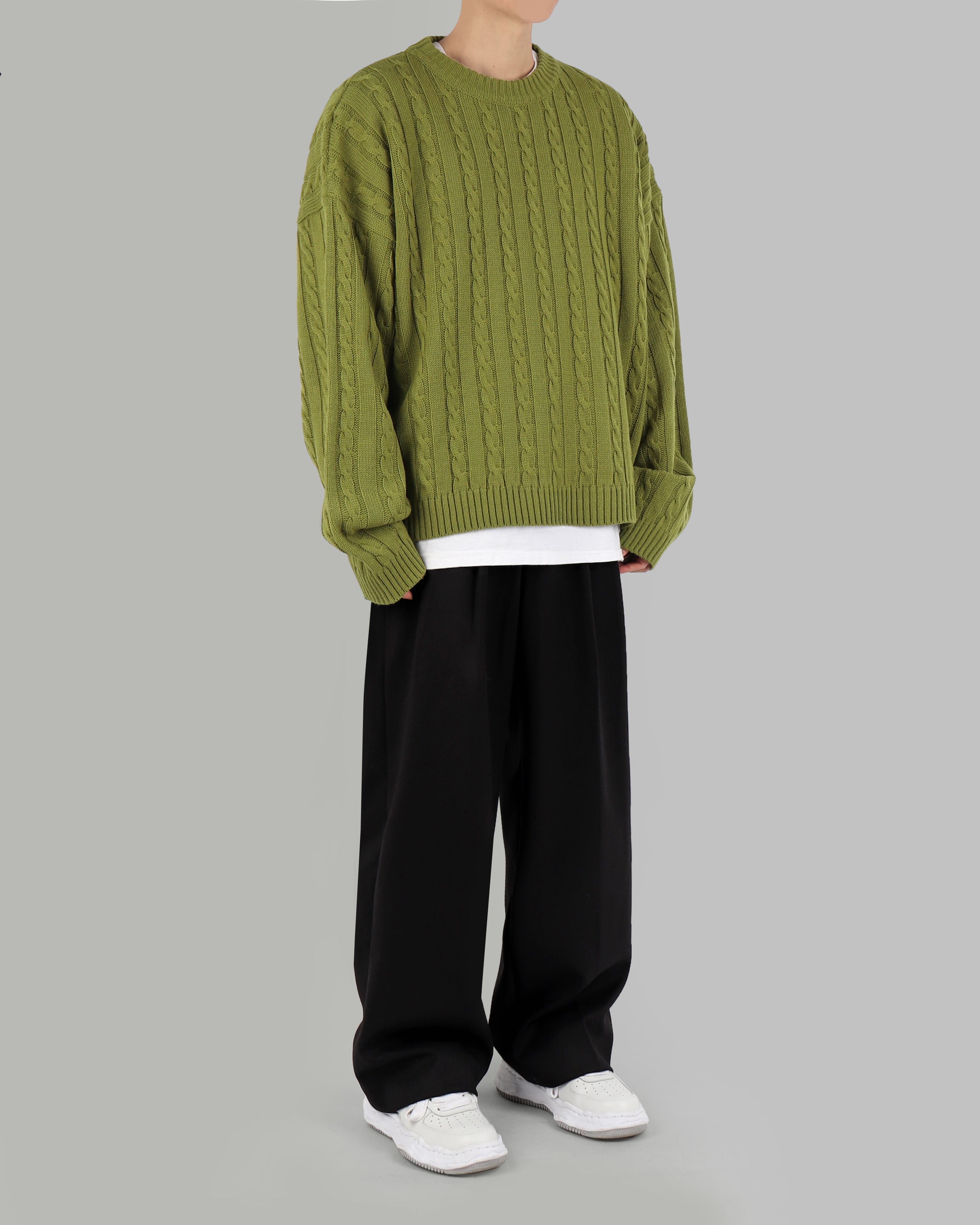 wool pintuck wide slacks