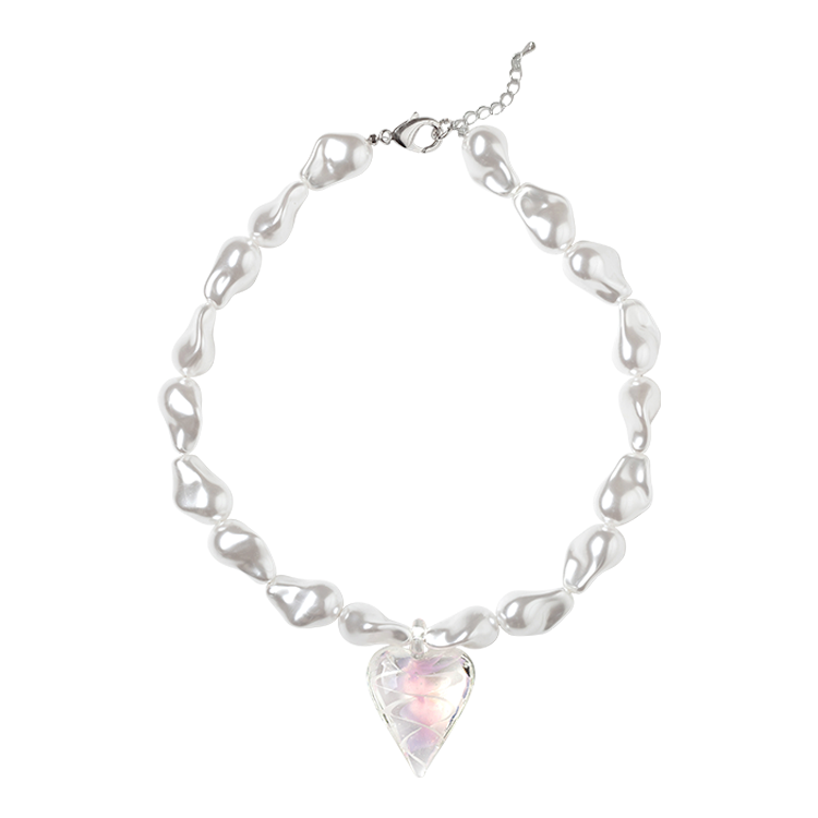 Venetian heart glass pearl necklace