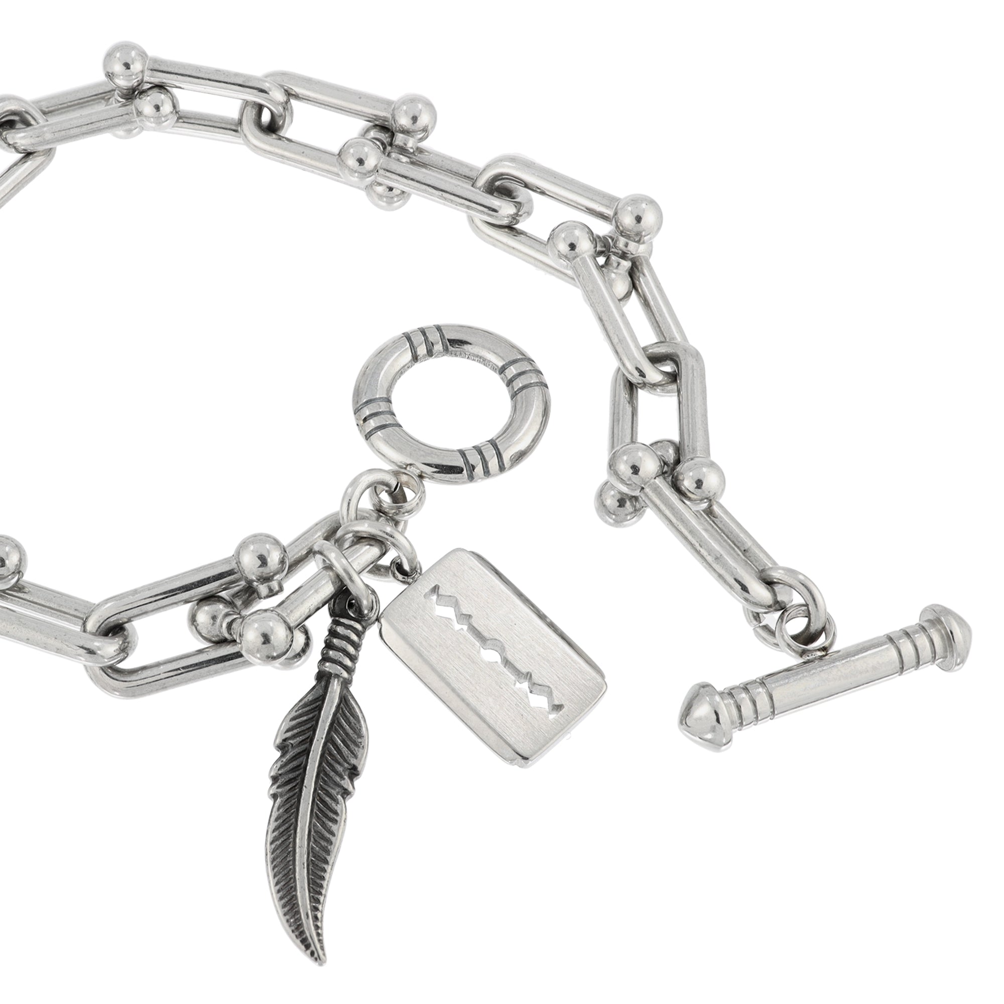 Razor Feather Toggle Bar Bracelet