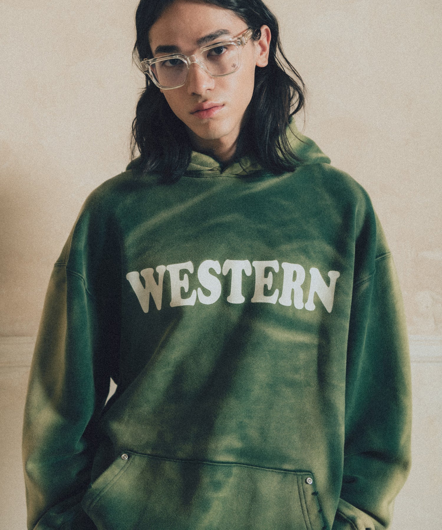 Vintage washed western hood_green