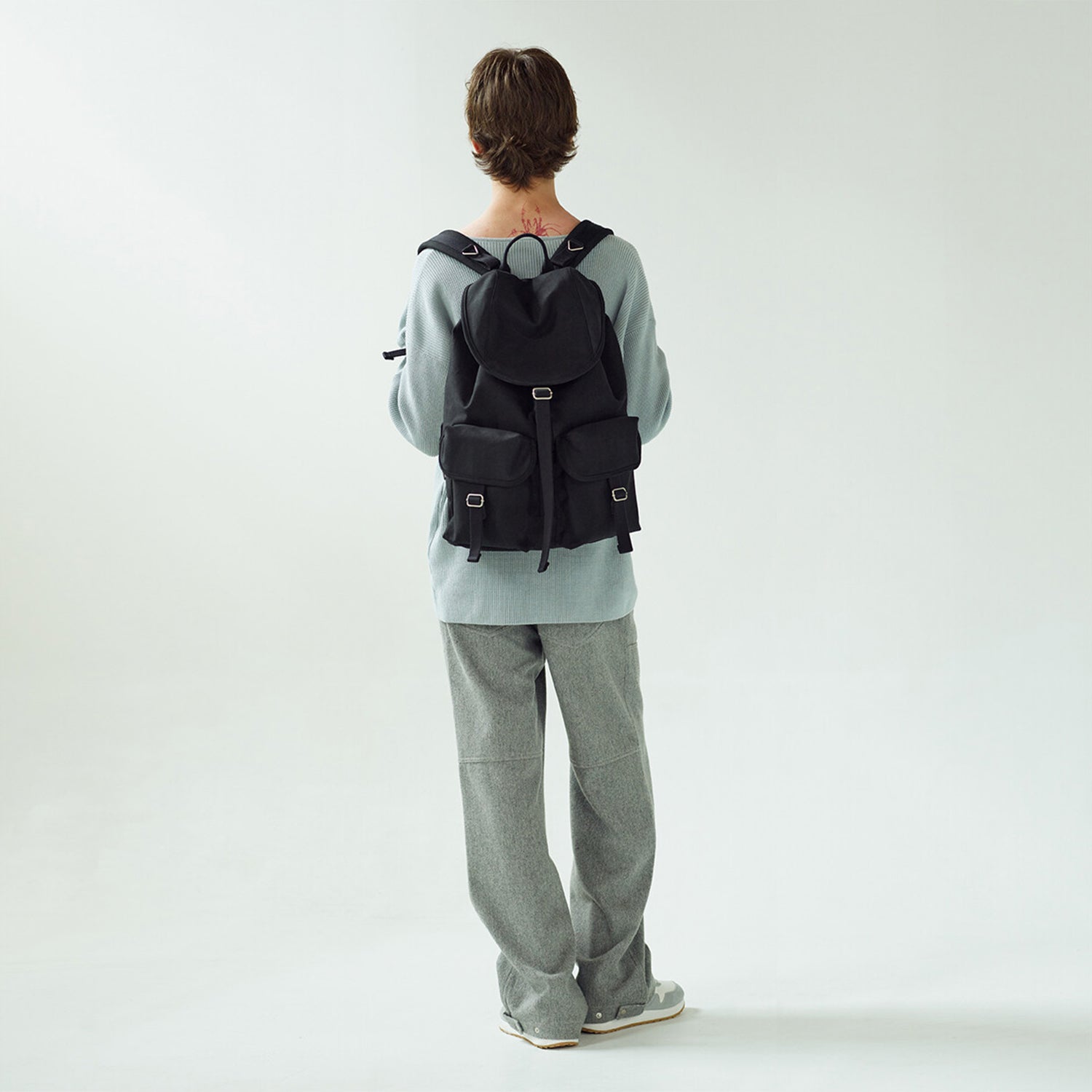 [After Pray Edition] 2-Pocket Cotton Cargo Rucksack (Black)