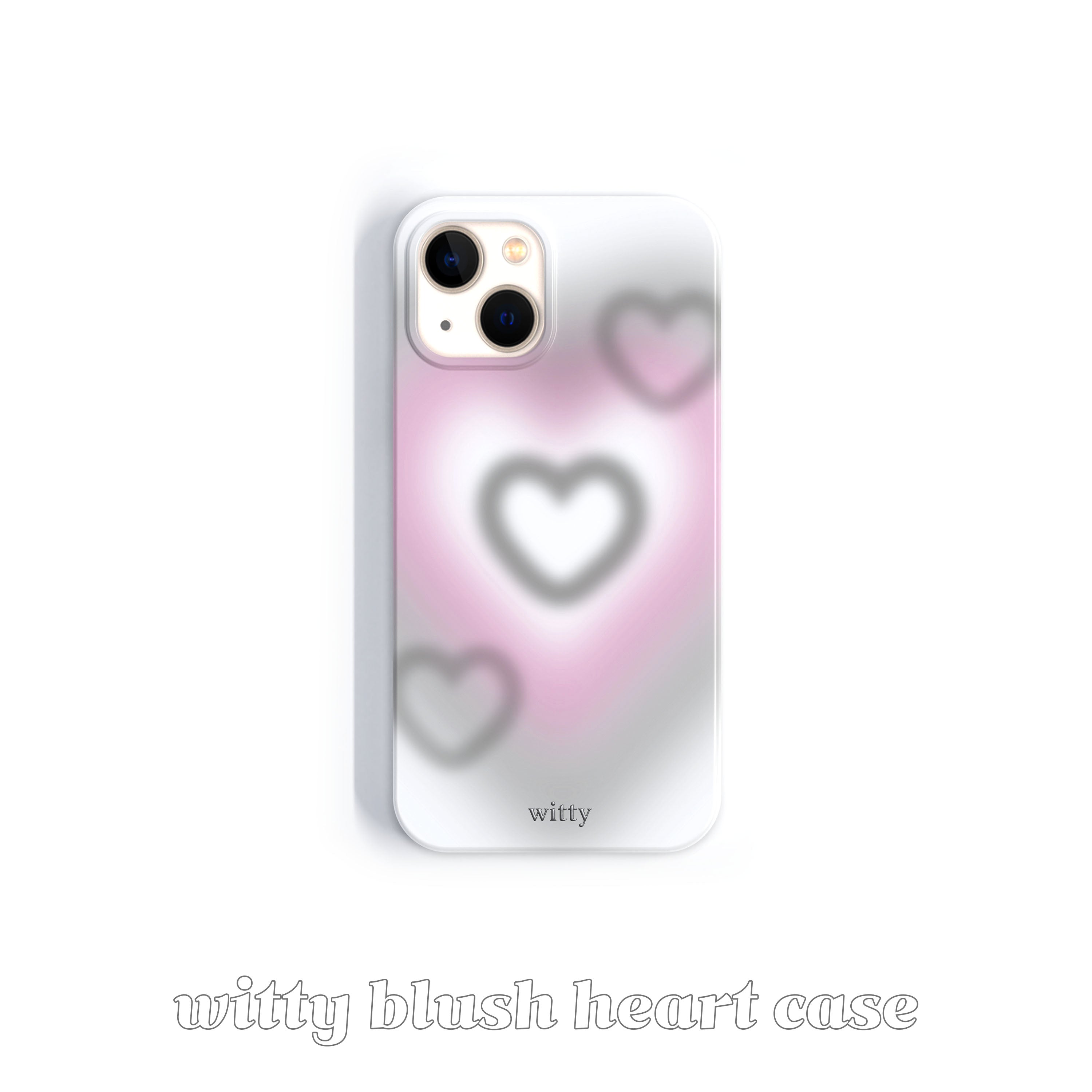 witty blush heart phone case (gray+pink)