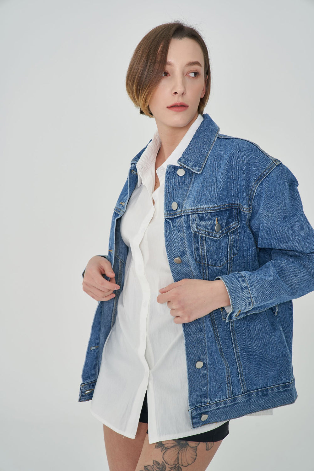 SEMI OVER FIT BELT SET DENIM JACKET [1000]