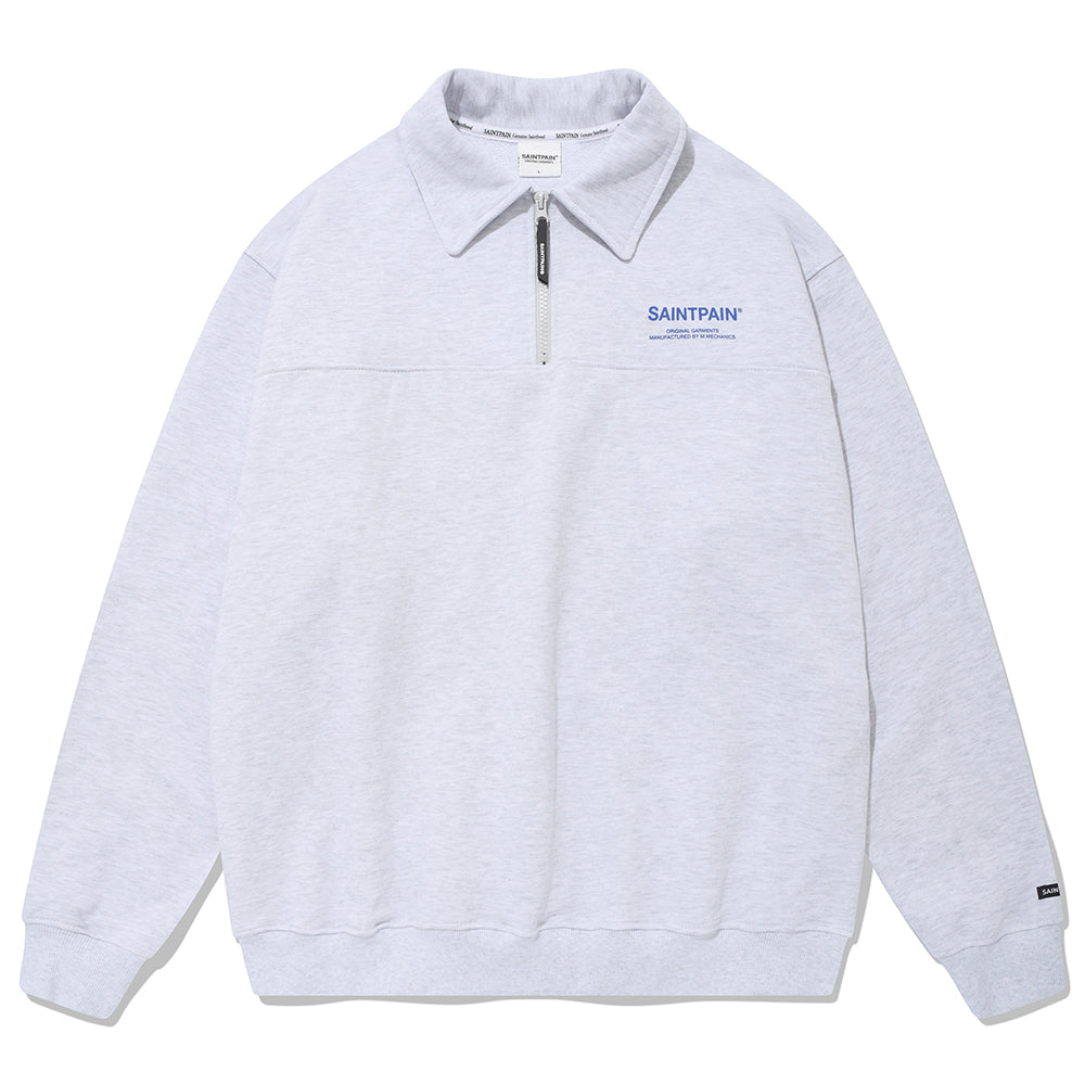 SP VRTN COLLAR HALF ZIP UP-ASH MELANGE