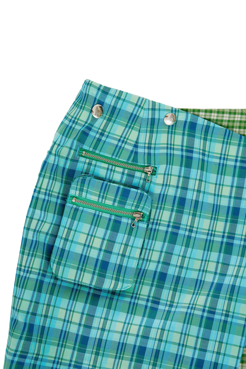 Check Panelled Mini Wrap Skirt _ Green