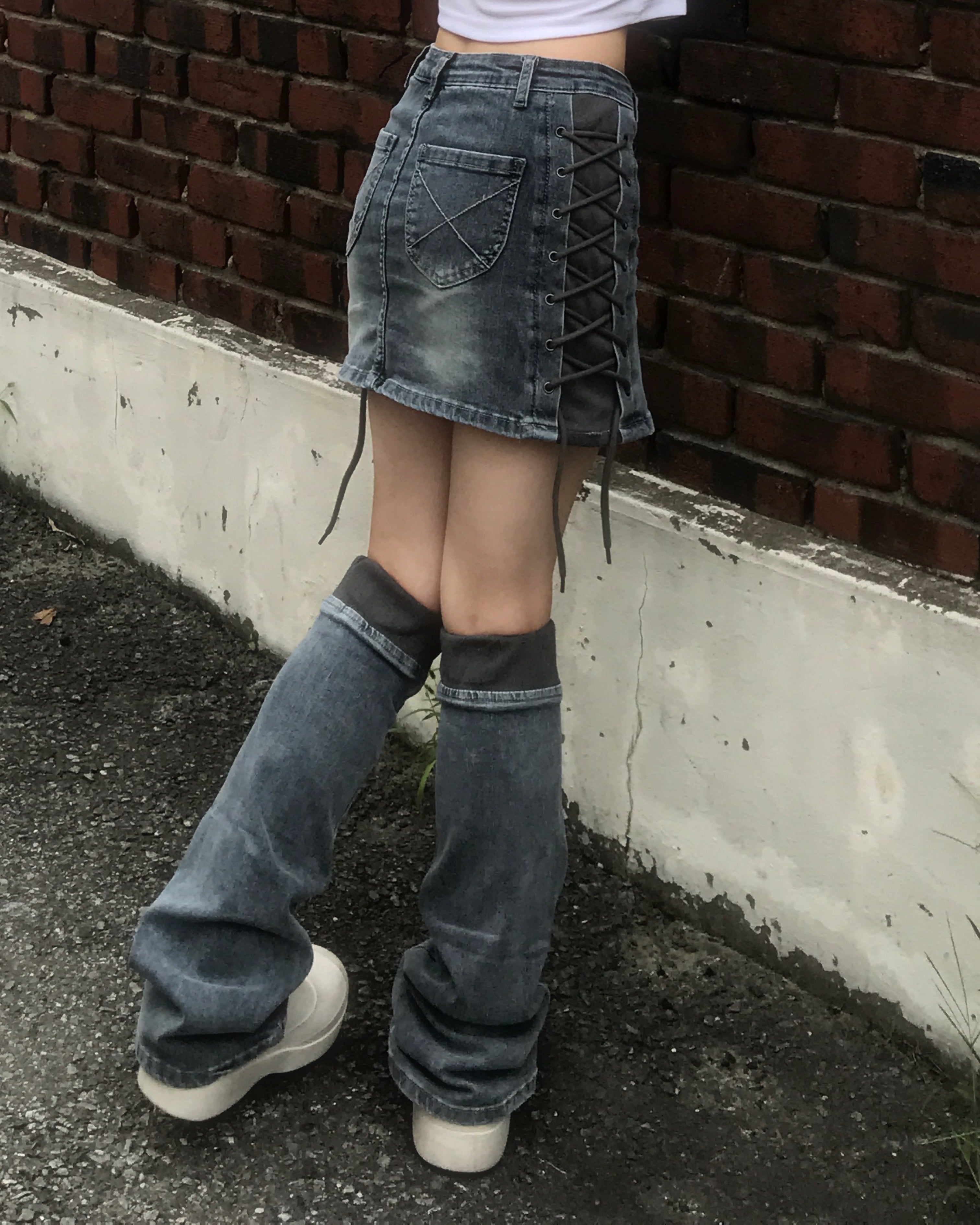 Y2k rock chic Corset Washing Skirt (leg warmer set)
