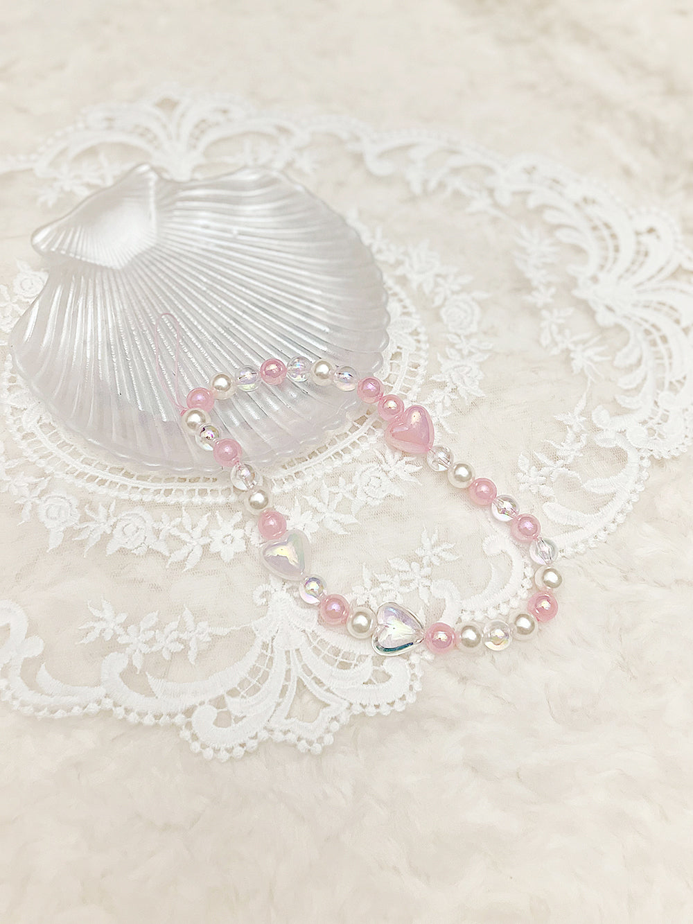 Bubble Heart Pearl Beads Key Ring (4color)