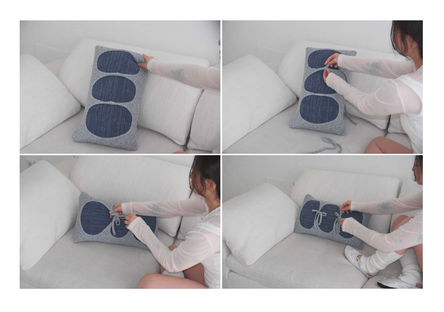 DENIM RIBBON CUSHION