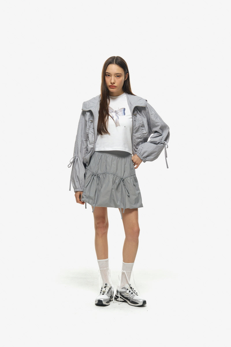 shirring zip up (light grey)