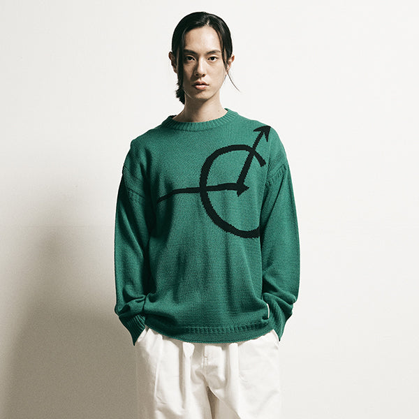 Signature logo round wool pullover (Green)
