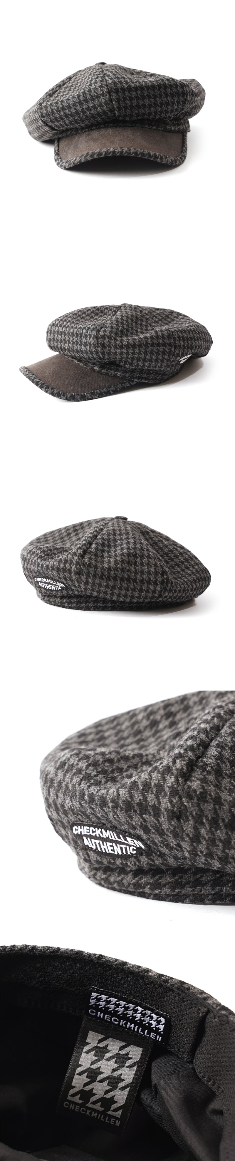 HOUNDSTOOTH NEWBOY CAP (DARK GRAY)