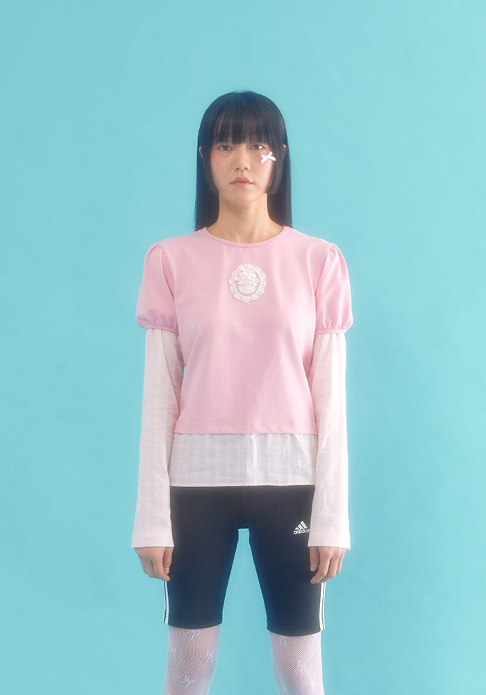 layered puff top_pink