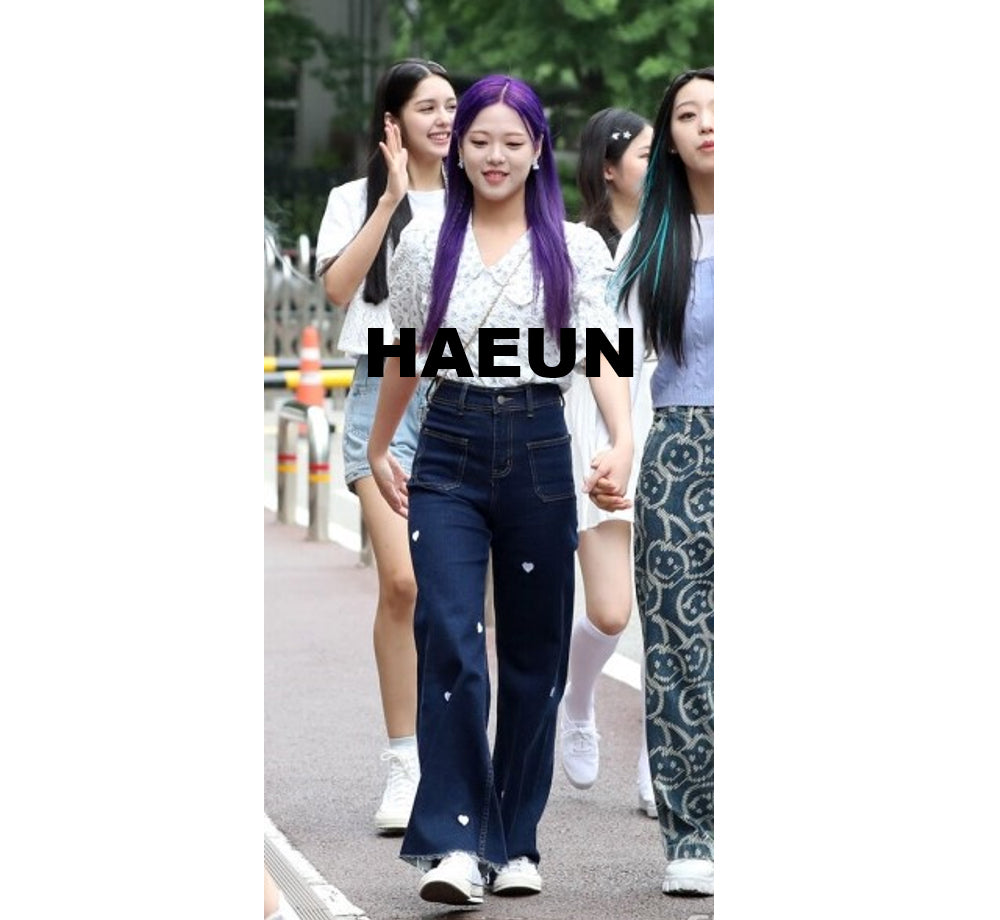 CLASS:y  SEONYOU, LAPILLUS HAEUN, STAYC J, JOYURI WORN WIDE FIT HEART SHAPE EMBROIDERY JEAN [6887]