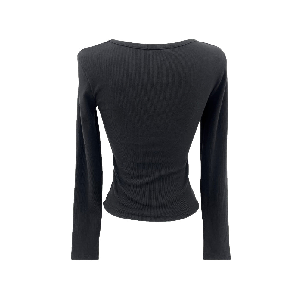 Square neck slit line T-shirts (2 Color)