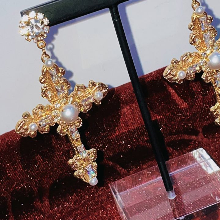 bling cross earring