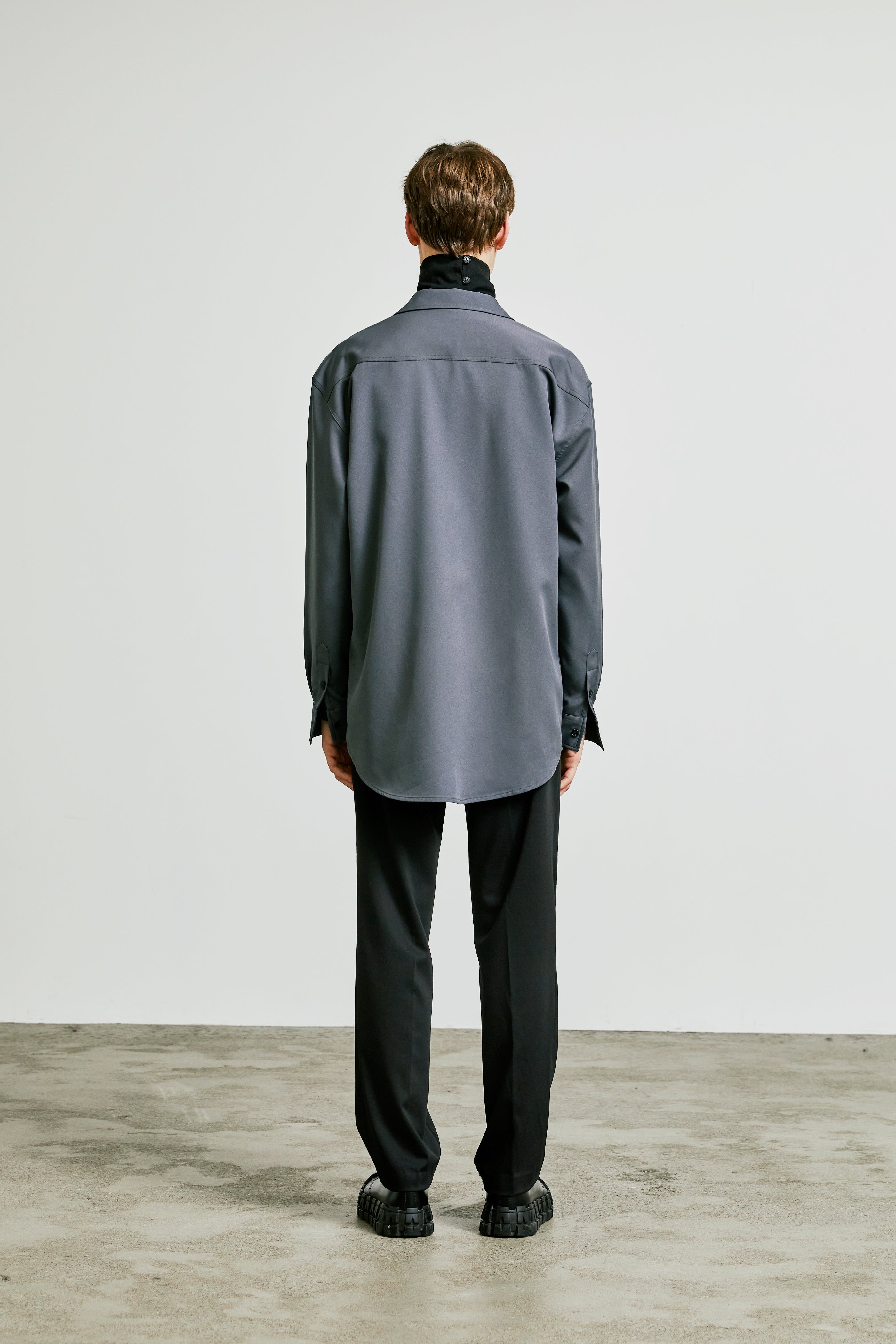 balmacaan welt pocket shirt jacket grey