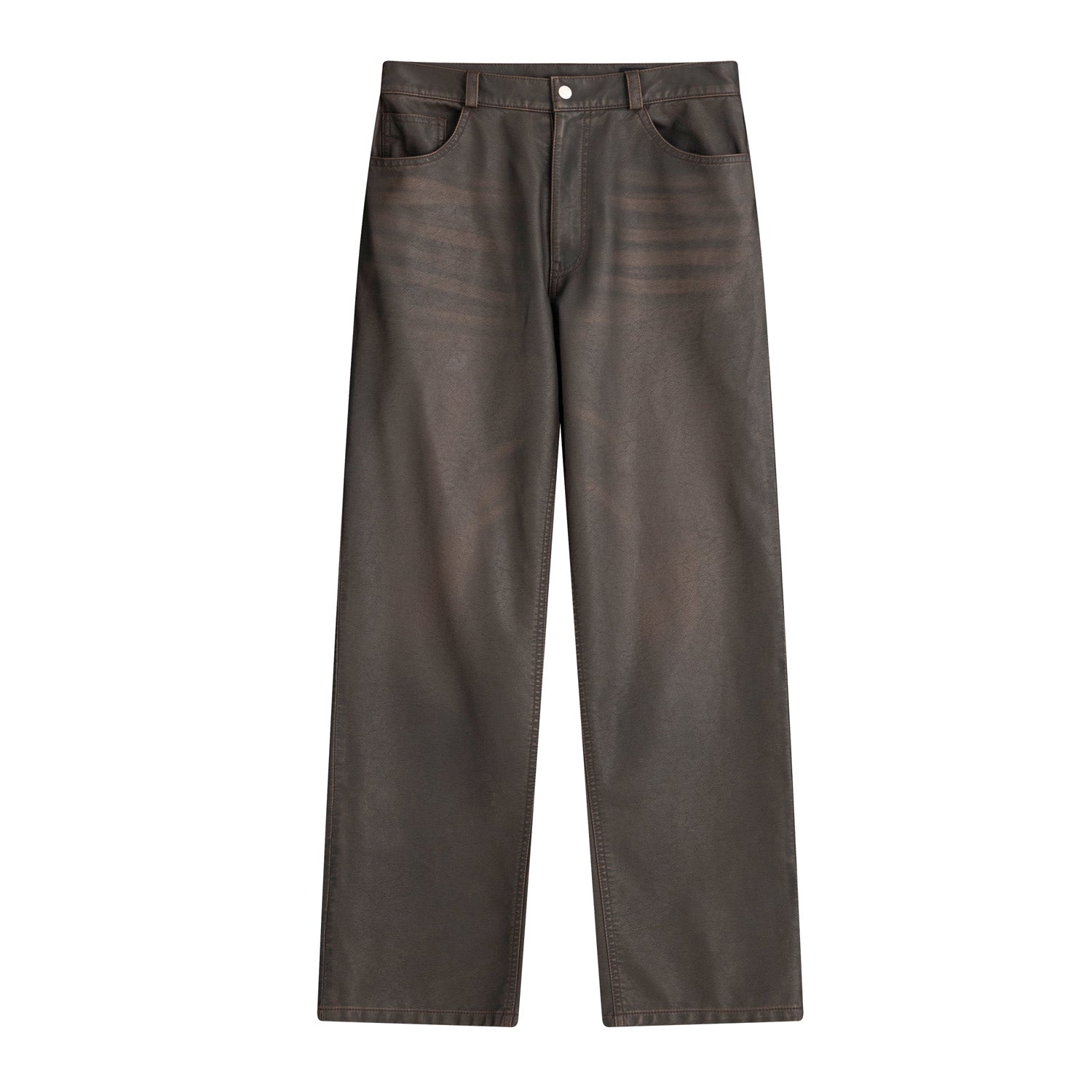 Crack Leather Loose Pants (Black)