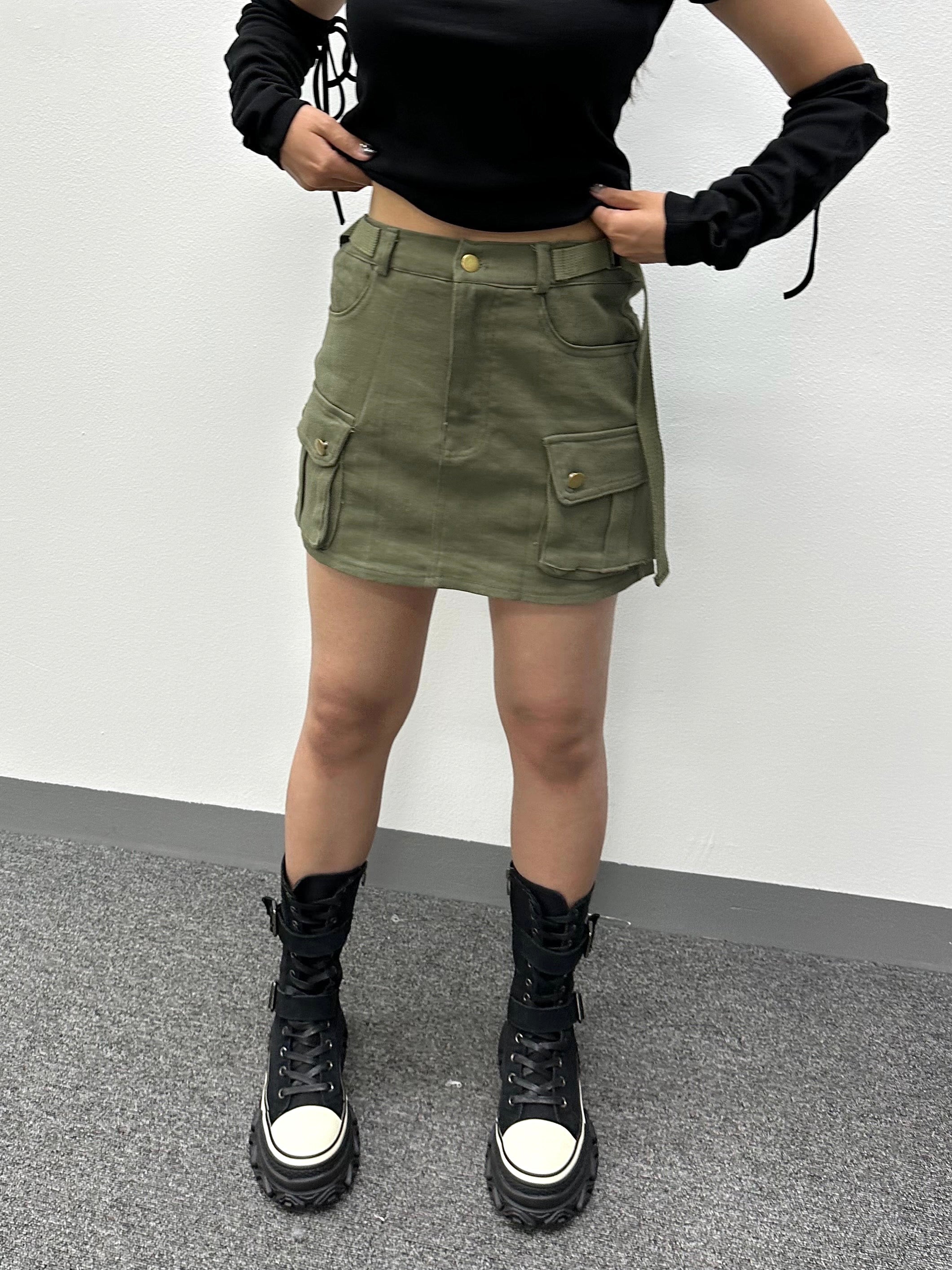 Strap Cargo Mini-Skirt