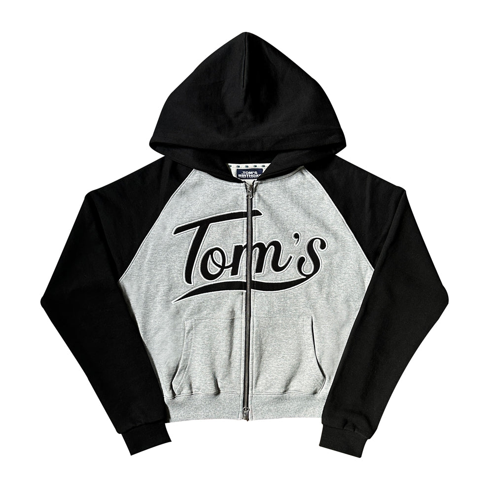 TOMS RAGLAN MIX HOOD ZIPUP BLACK