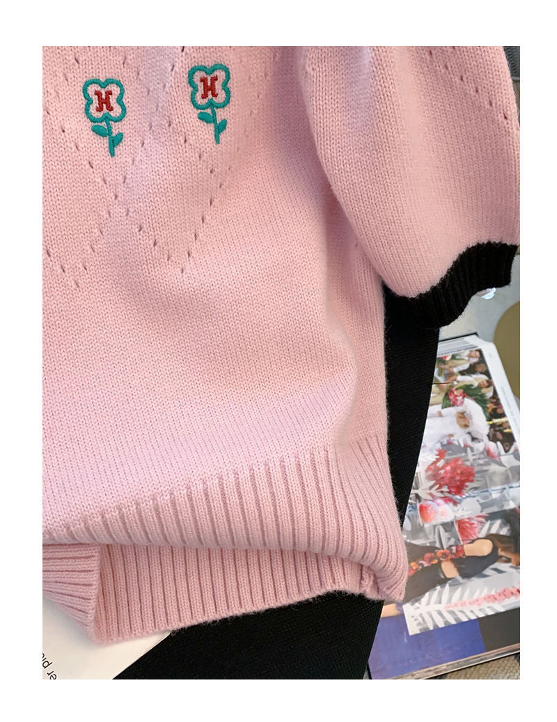 pink flower knit