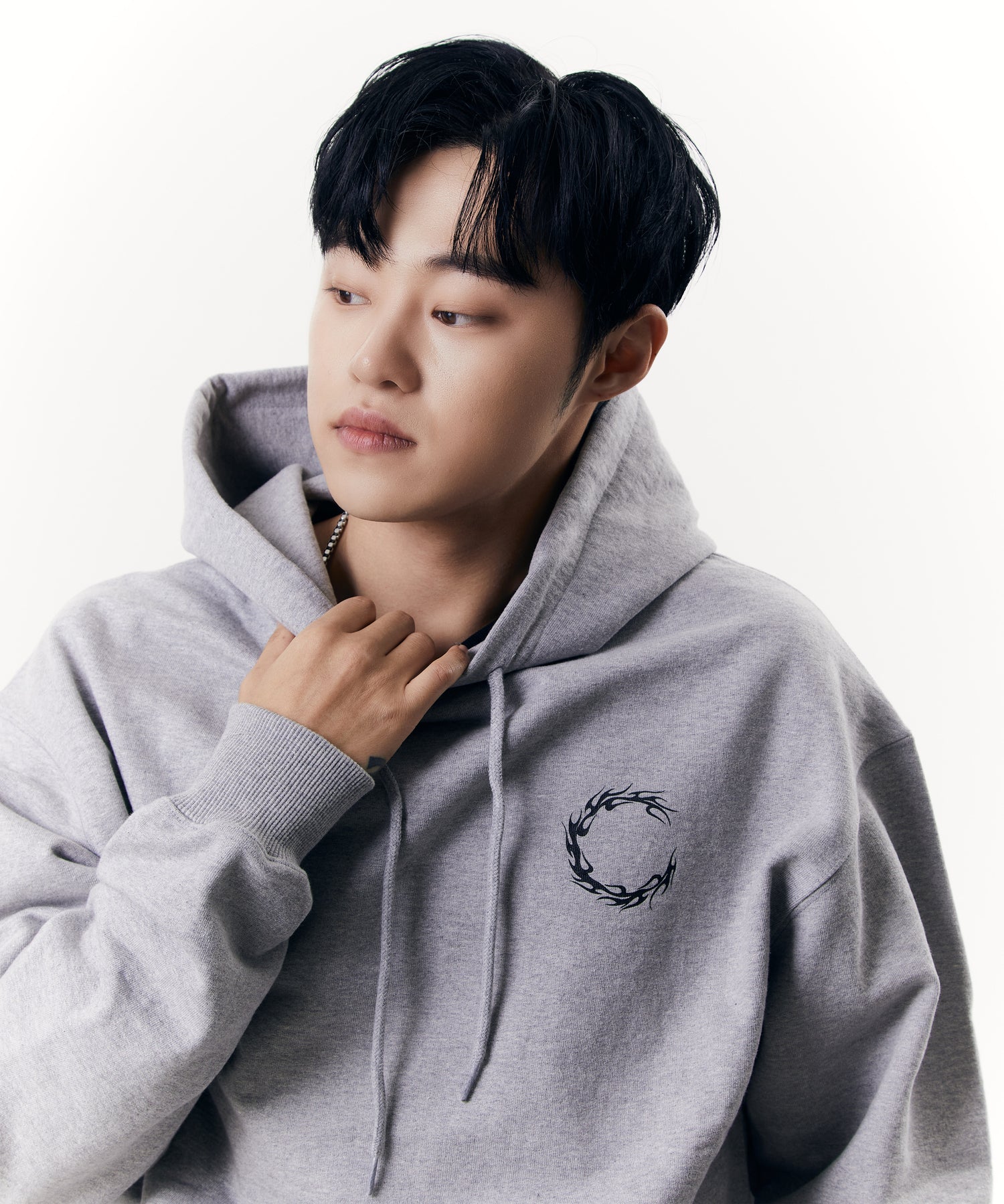 Chap Flame Circle logo Hoodie (Melange Gray)