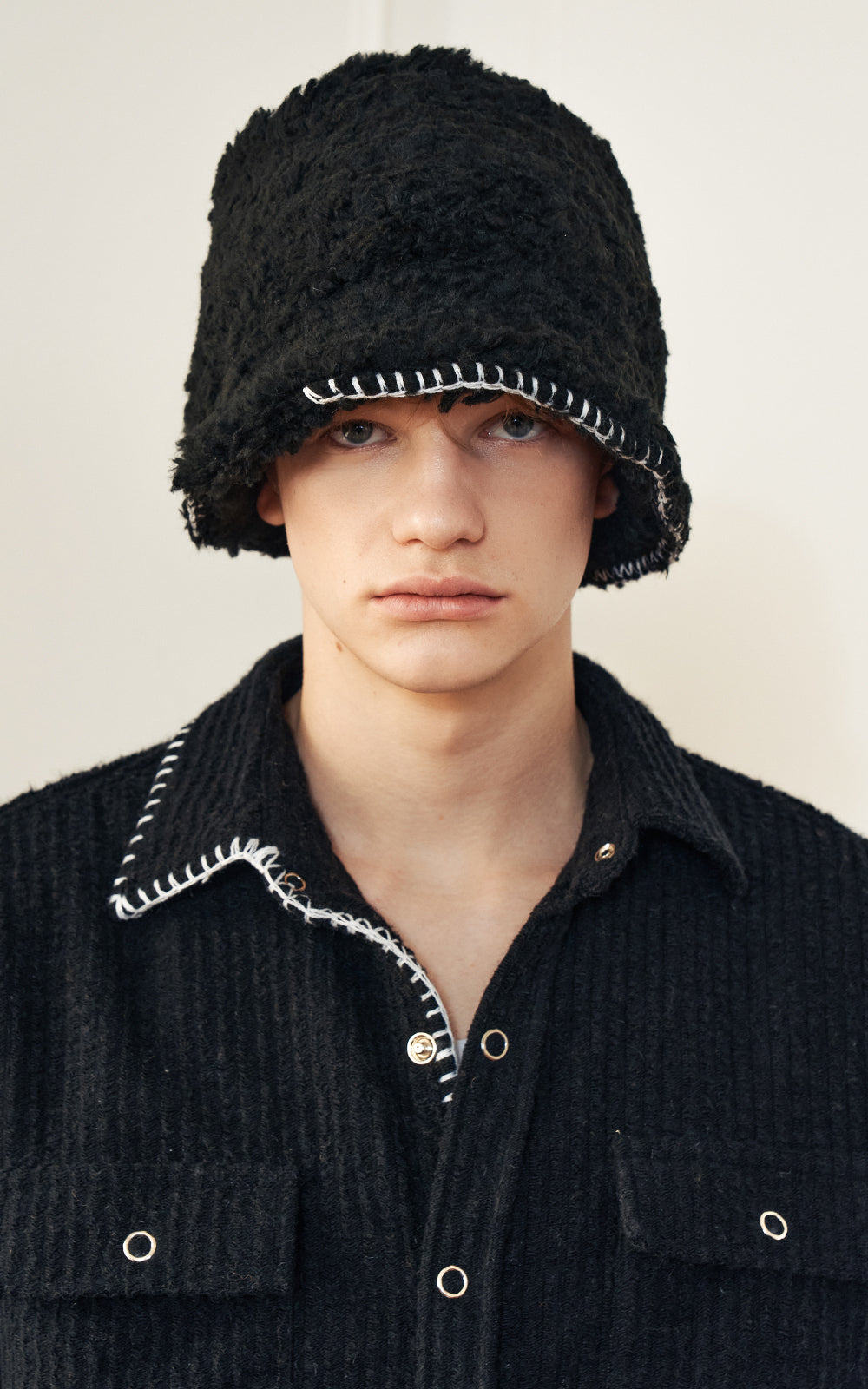 SMOCK ECO FUR KNIT BUCKET HAT_[BLACK]